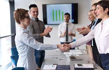 Image showing business womans handshake