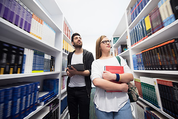 Image showing students group  in school  library