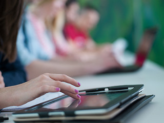 Image showing group of students study together in classroom