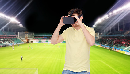 Image showing man in virtual reality headset over football field