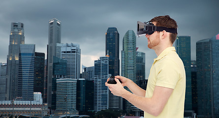 Image showing man in virtual reality headset or 3d glasses