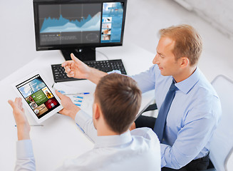 Image showing businessmen tablet pc using applications at office