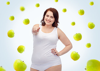 Image showing plus size woman in underwear pointing on you