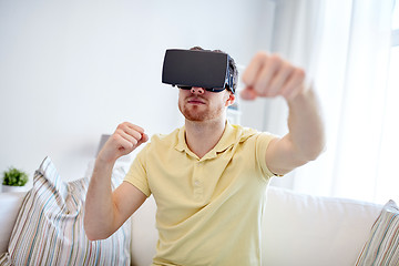 Image showing young man in virtual reality headset or 3d glasses