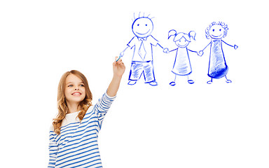 Image showing girl drawing family in the air