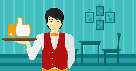 Image showing Waiter with like button.