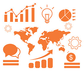 Image showing World map with different infographics 