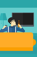 Image showing Man watching TV.