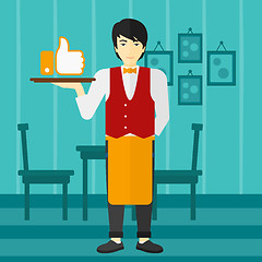 Image showing Waiter with like button.