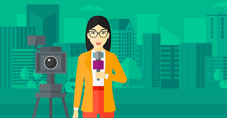 Image showing TV reporter working.