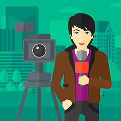 Image showing TV reporter working.