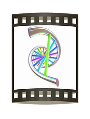 Image showing DNA structure model on white. The film strip