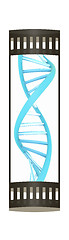 Image showing DNA structure model on white. The film strip