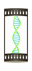 Image showing DNA structure model on white. The film strip