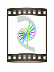 Image showing DNA structure model on white. The film strip