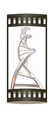 Image showing DNA structure model on white. The film strip