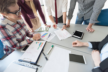 Image showing top  view of business people group brainstorming on meeting