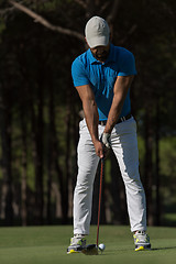 Image showing golf player hitting shot