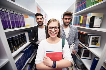 Image showing students group  in school  library