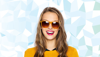 Image showing happy young woman or teen girl in sunglasses