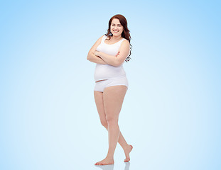 Image showing happy plus size woman in underwear