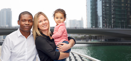 Image showing multiracial family with little child in dubai