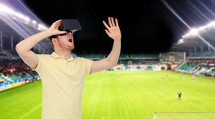 Image showing man in virtual reality headset over football field