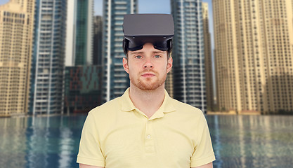 Image showing man in virtual reality headset or 3d glasses