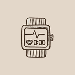 Image showing Smartwatch sketch icon.