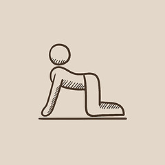 Image showing Man practicing yoga sketch icon.