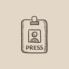 Image showing Press pass ID card sketch icon.