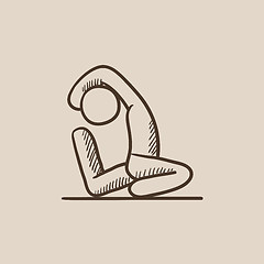 Image showing Man practicing yoga sketch icon.