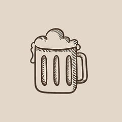 Image showing Mug of beer sketch icon.