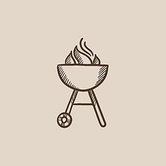 Image showing Kettle barbecue grill sketch icon.