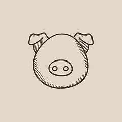 Image showing Pig head sketch icon.