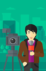 Image showing TV reporter working.