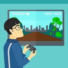 Image showing Man playing video game.