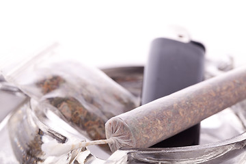 Image showing Close up of marijuana and smoking paraphernalia