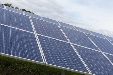 Image showing Field with blue siliciom solar cells alternative energy