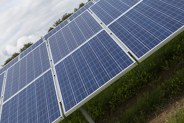 Image showing Field with blue siliciom solar cells alternative energy