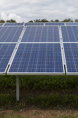 Image showing Field with blue siliciom solar cells alternative energy