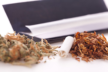 Image showing Dried Cannabis on Rolling Paper with Filter