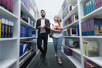 Image showing students group  in school  library