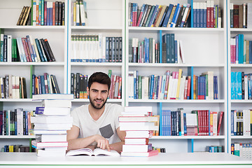 Image showing student study  in school library