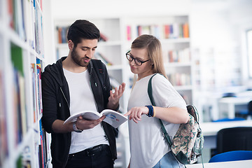 Image showing students couple  in school  library