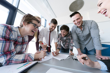 Image showing top  view of business people group brainstorming on meeting