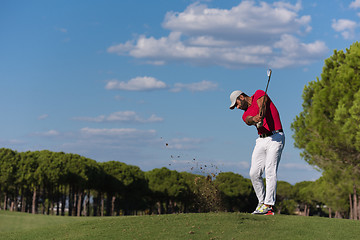 Image showing golf player hitting long shot