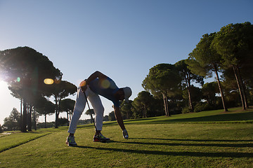 Image showing golf player hitting shot