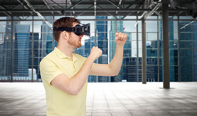 Image showing man in virtual reality headset or 3d glasses