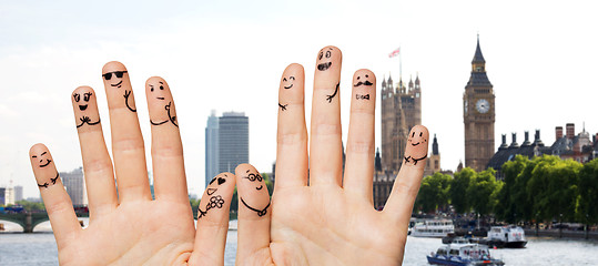 Image showing close up of fingers with smiley faces wedding